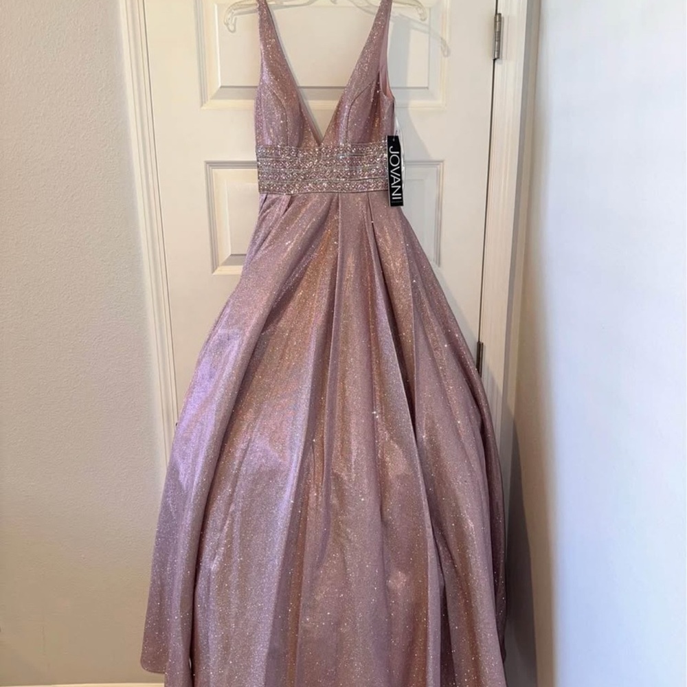 Jovani Pink Glitter Evening Gown